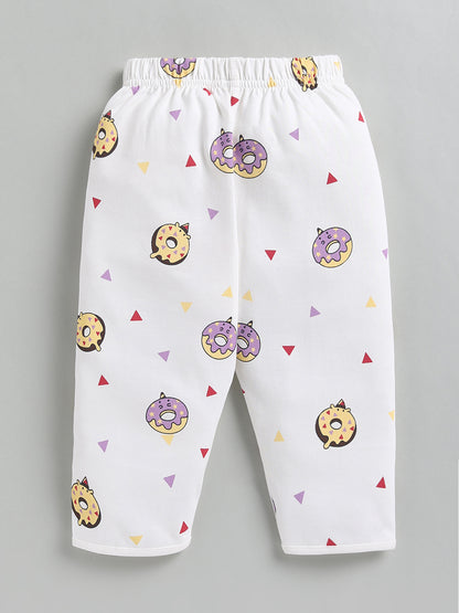 Off White Donut Print Cotton Full Sleeve Night Suit