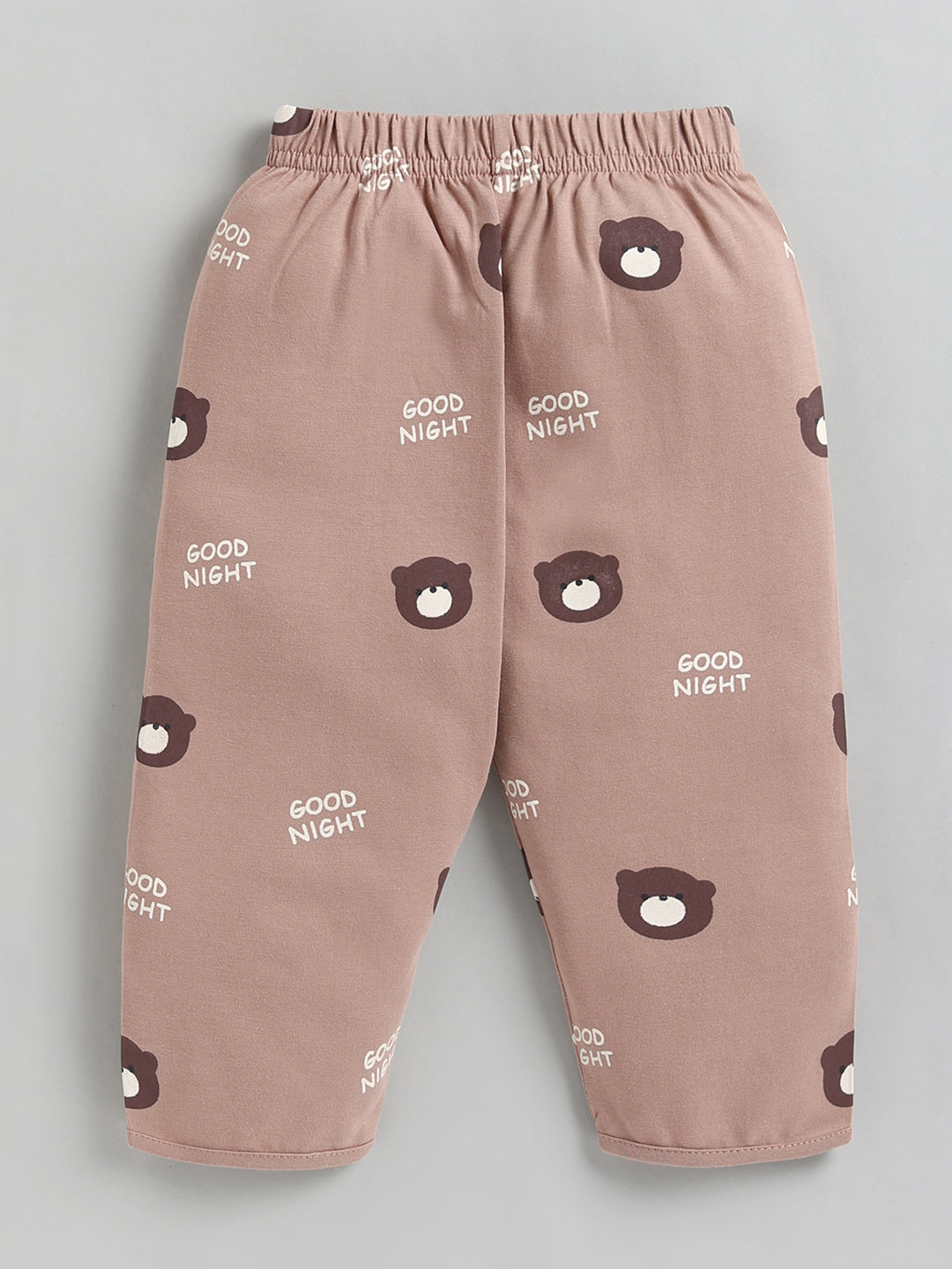 Brown Teddy Bear Cotton Full Sleeve Night Suit
