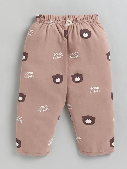 Brown Teddy Bear Cotton Full Sleeve Night Suit