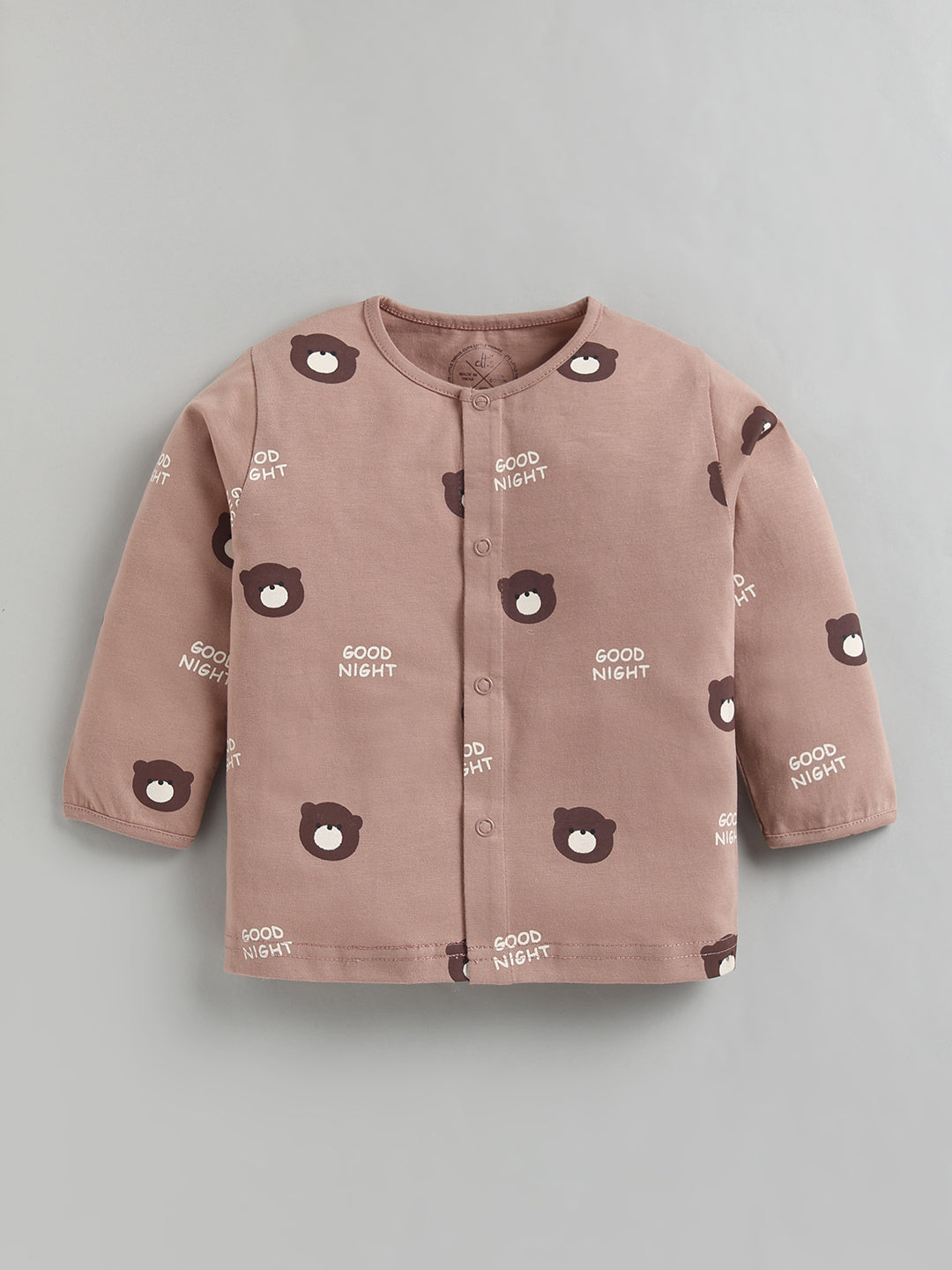 Brown Teddy Bear Cotton Full Sleeve Night Suit