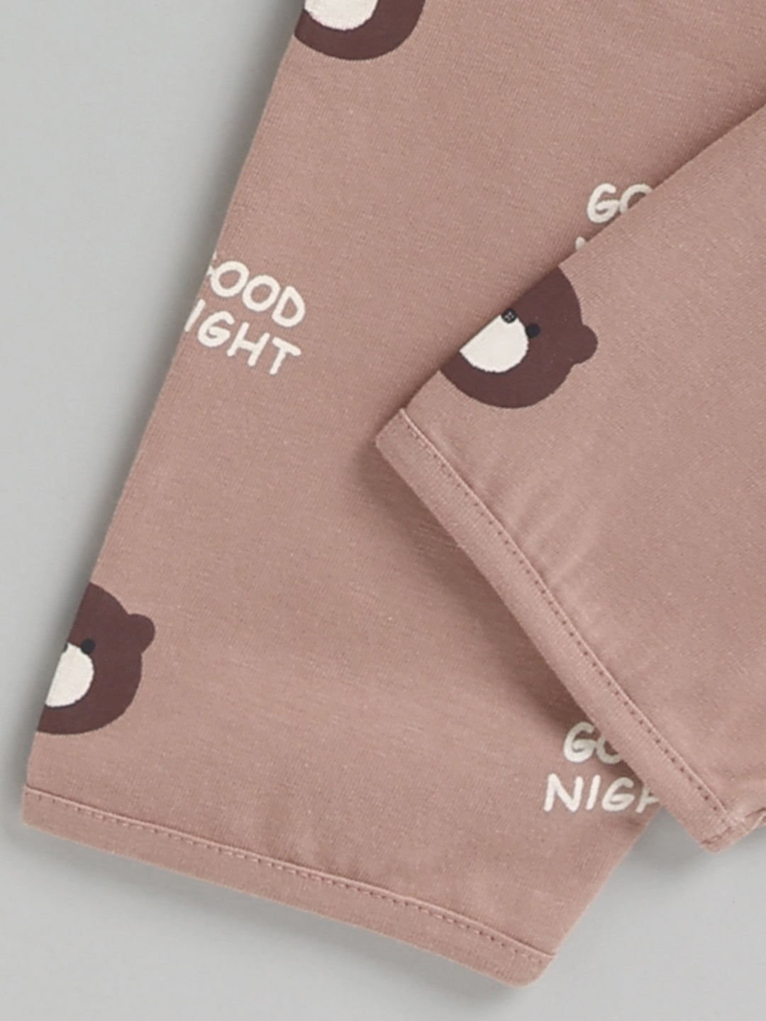 Brown Teddy Bear Cotton Full Sleeve Night Suit