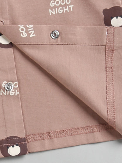 Brown Teddy Bear Cotton Full Sleeve Night Suit