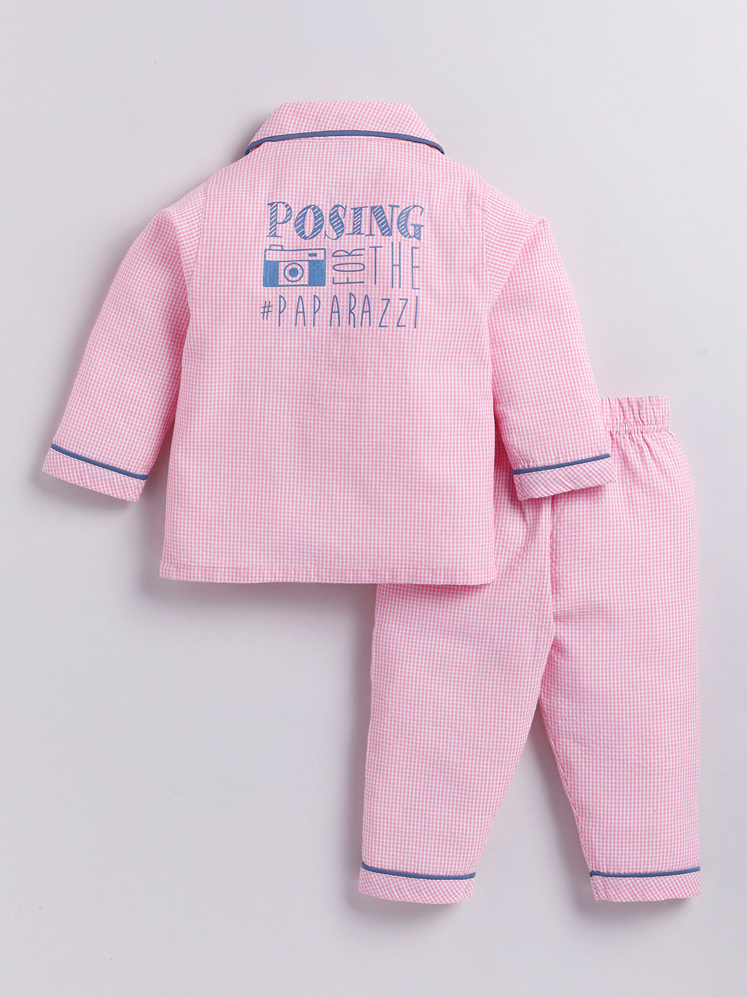 Cute Typography Back Print Pink Full sleeve Night Suit