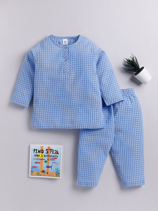 Blue Checked Kurta Pyjama