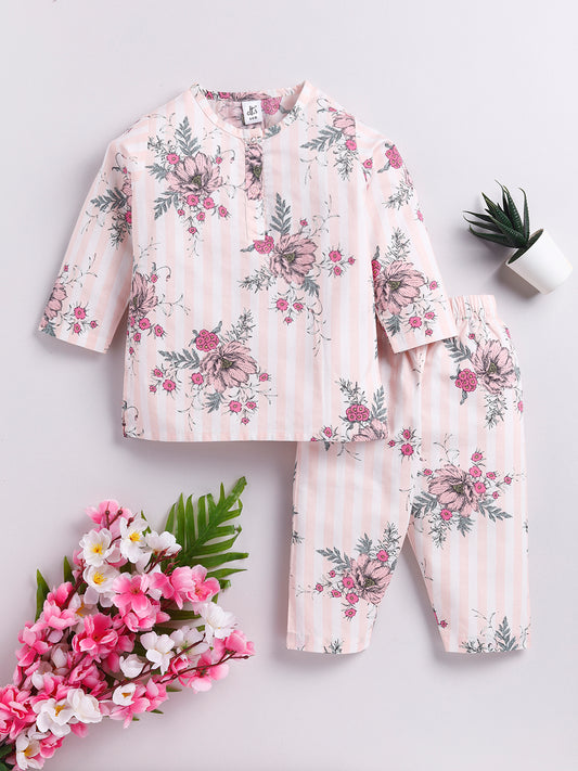 Pink Floral Kurta Pyjama