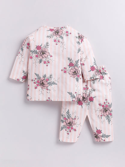 Pink Floral Kurta Pyjama