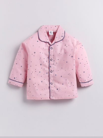 Pink Starry Full Sleeve Night Suit