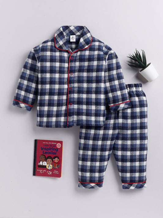 Blue Checked Full sleeve Night Suit