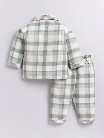 Green Checked Full sleeve Night Suit