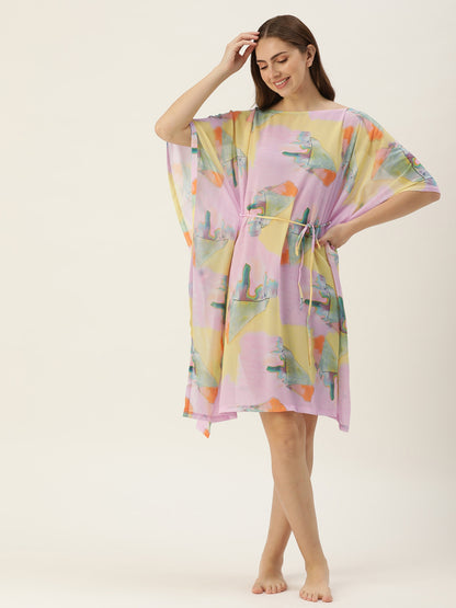 Self Design Pink Beach Cover-up