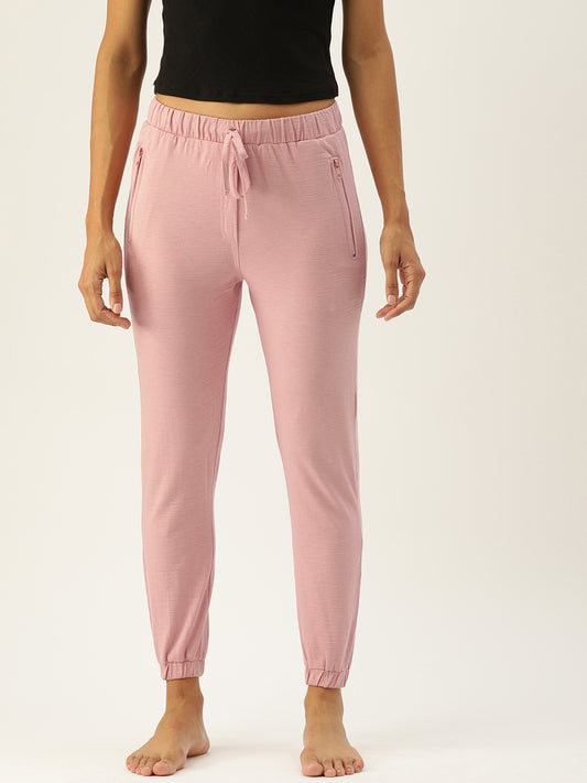 C976 Pink Women Solid Slim Fit Joggers - Clt.s