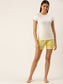 White & Yellow Pure Cotton Conversational Printed Cotton Shorts