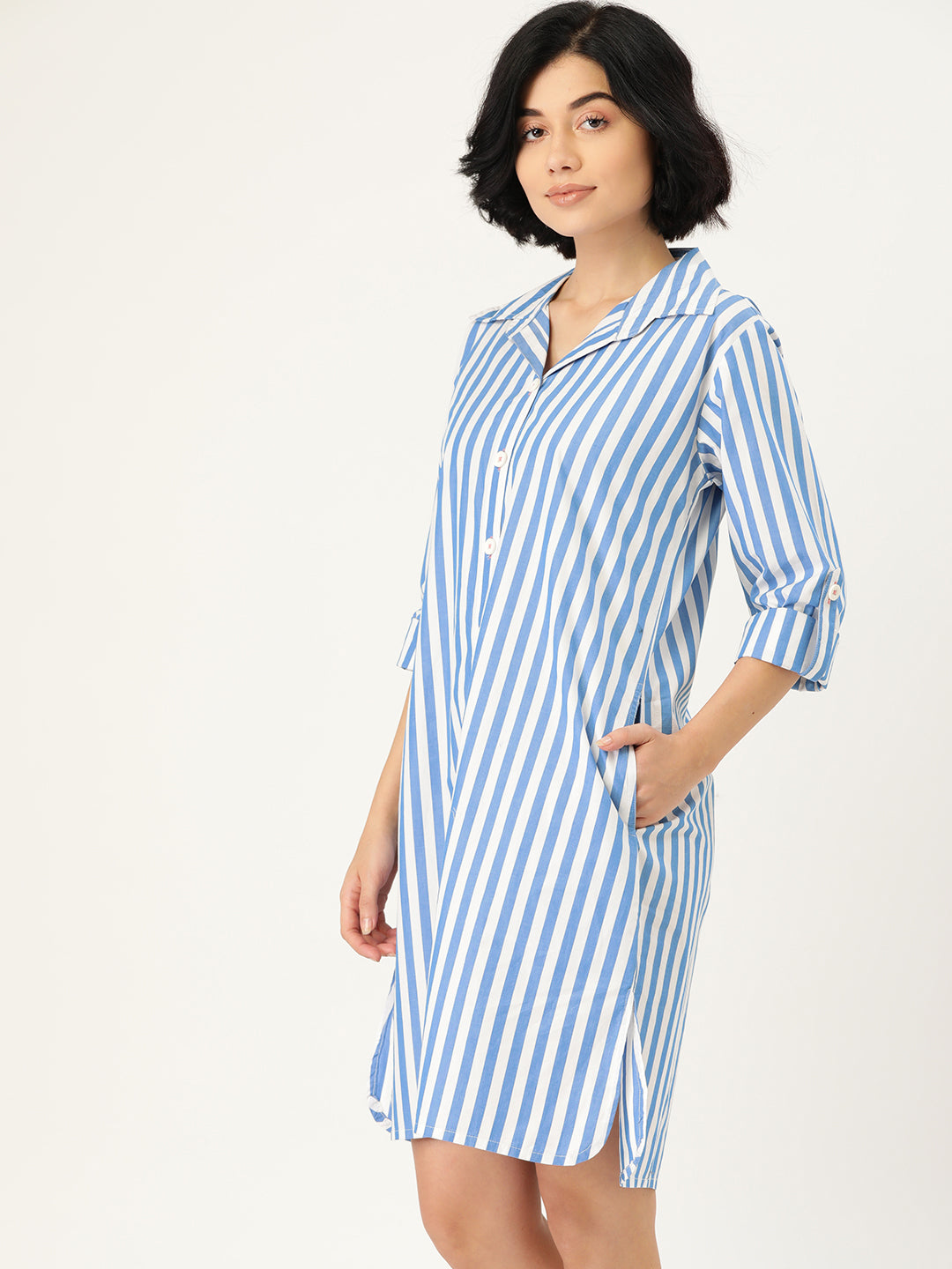 C1106 Blue Striped Sleep Shirt - Clt.s
