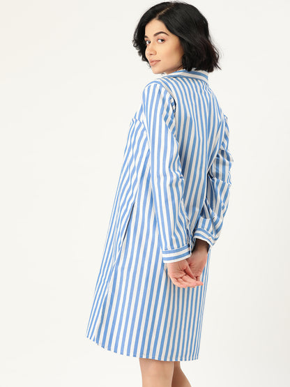 C1106 Blue Striped Sleep Shirt - Clt.s
