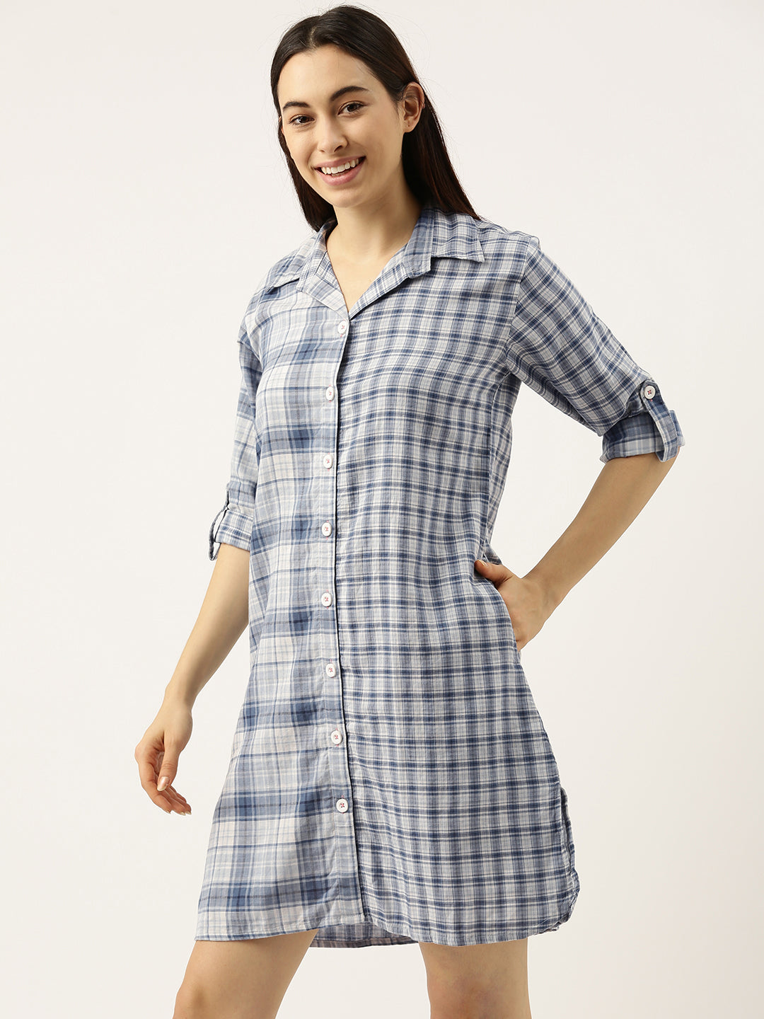 C1115 Blue Printed Sleep Shirt - Clt.s