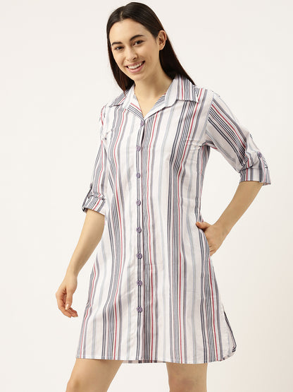 C1118 Grey Striped Sleep Shirt - Clt.s