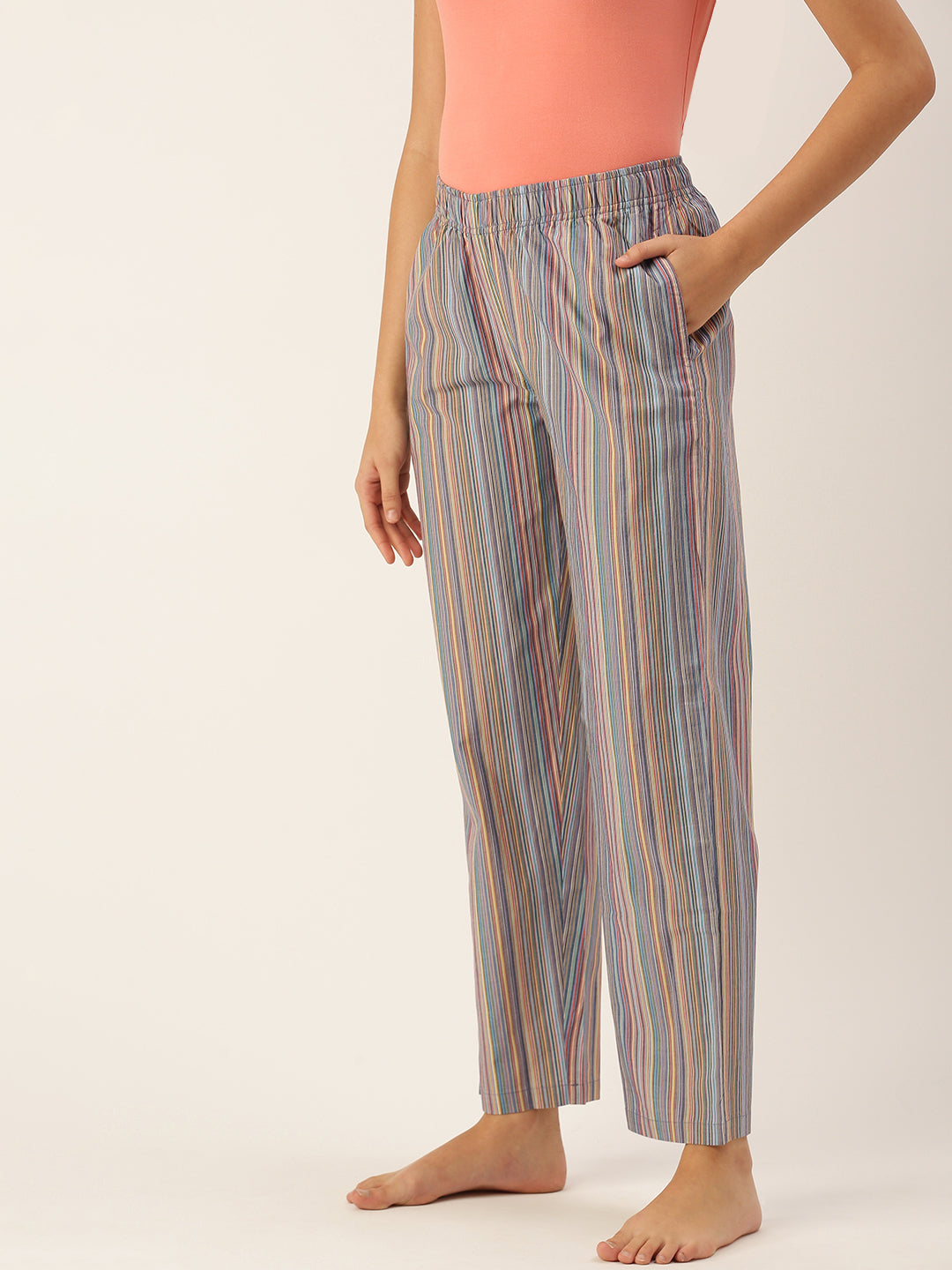 Multi Colored Striped Cotton Pyjamas