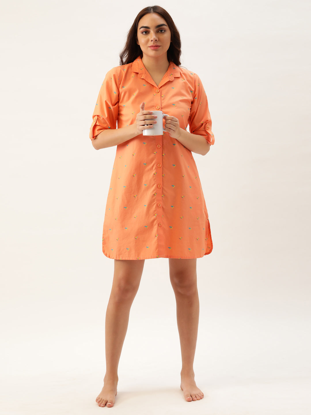 Women Orange Sleep Shirt