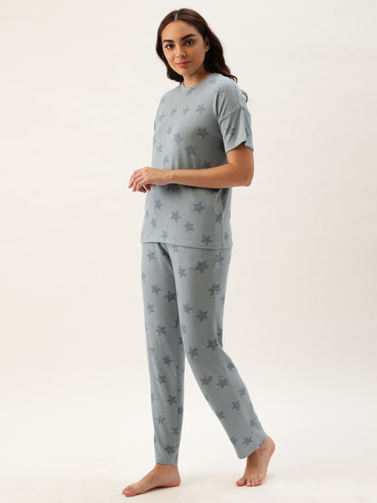 Graphic Blue T-shirt & Pyjamas Nightsuit