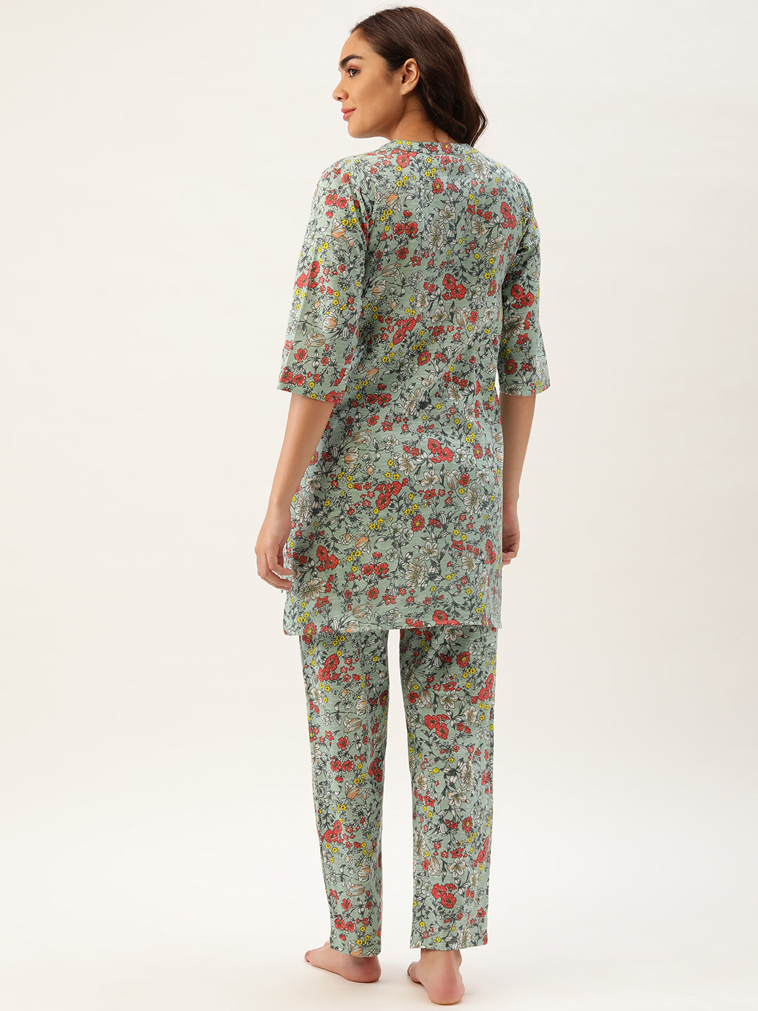 Floral Green Kurta & Pyjama Set