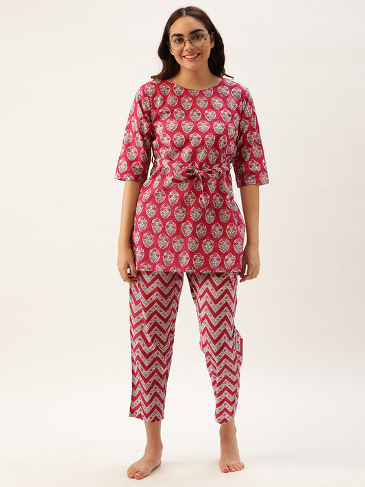 Floral Pink Kurta & Pyjama Set