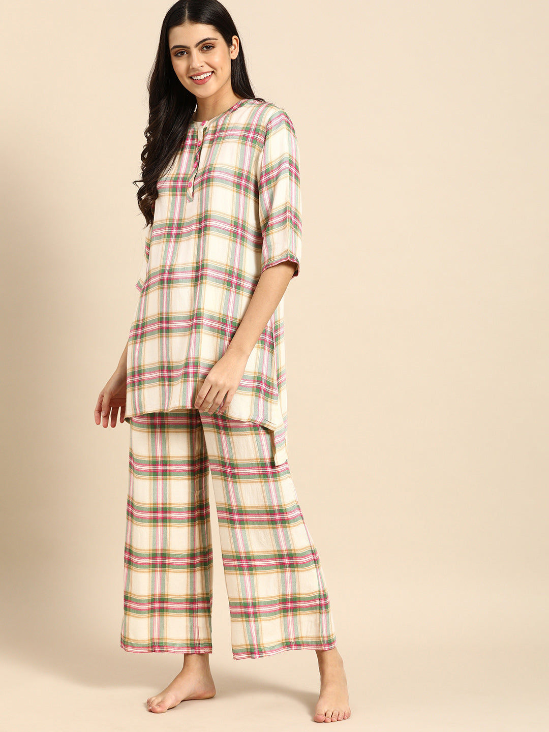 Soft Feel Checks Kurta & Palazzo