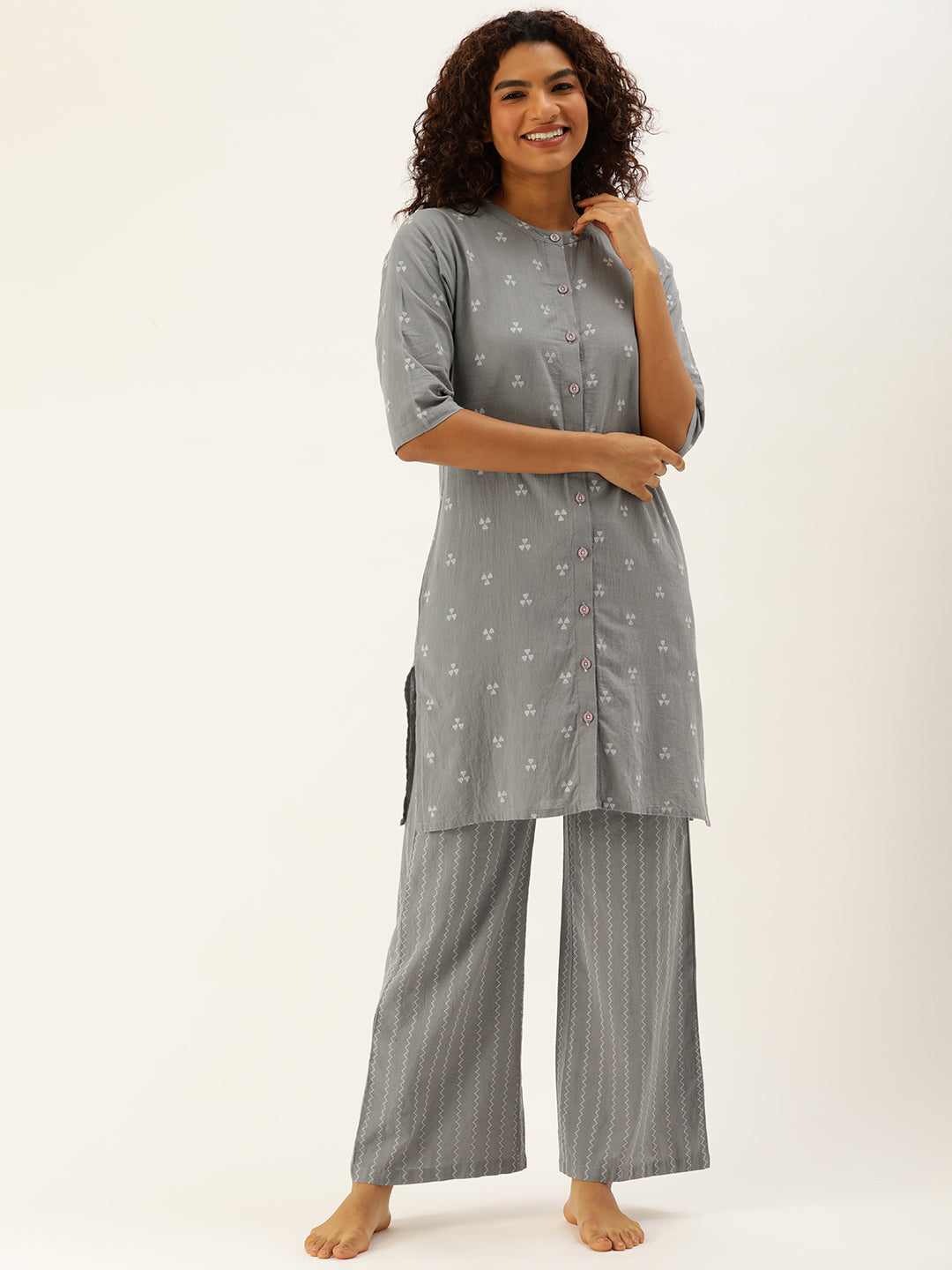 Floral Grey Kurta & Palazzo