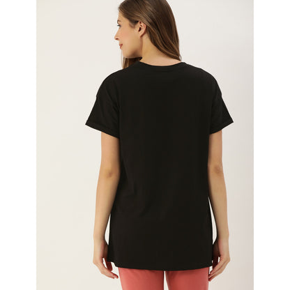 C982 Black Women Printed T-shirt Dress - Clt.s