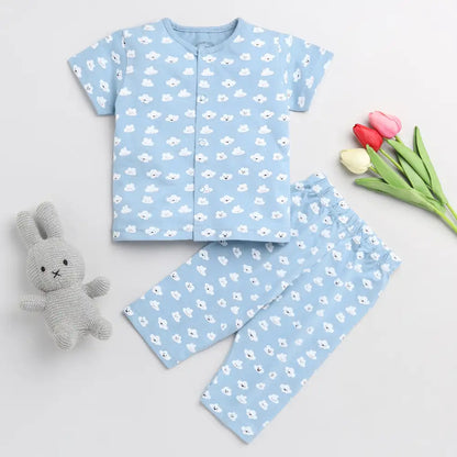 Blue Half Sleeve Nightwear Set