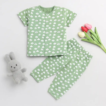 Green Half Sleeve Nightwear Set