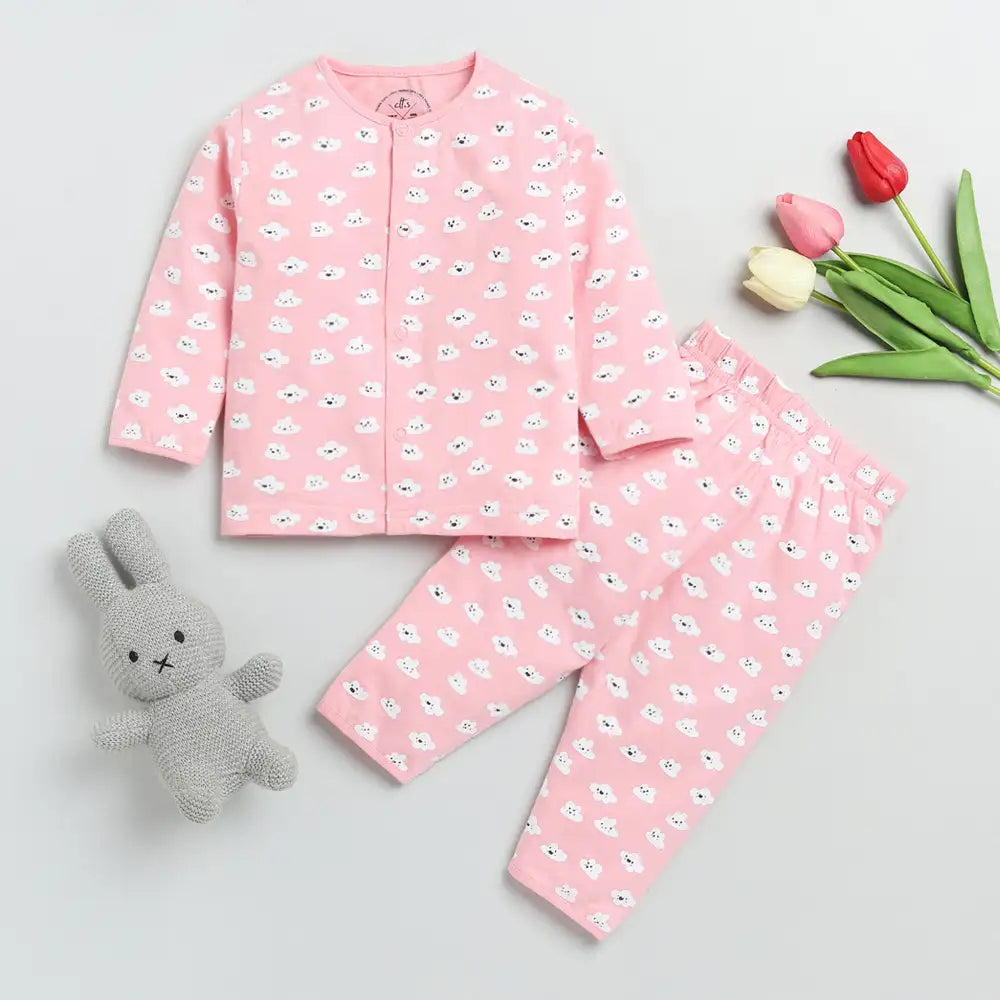 Pink Clouds Full Sleeve Night Suit