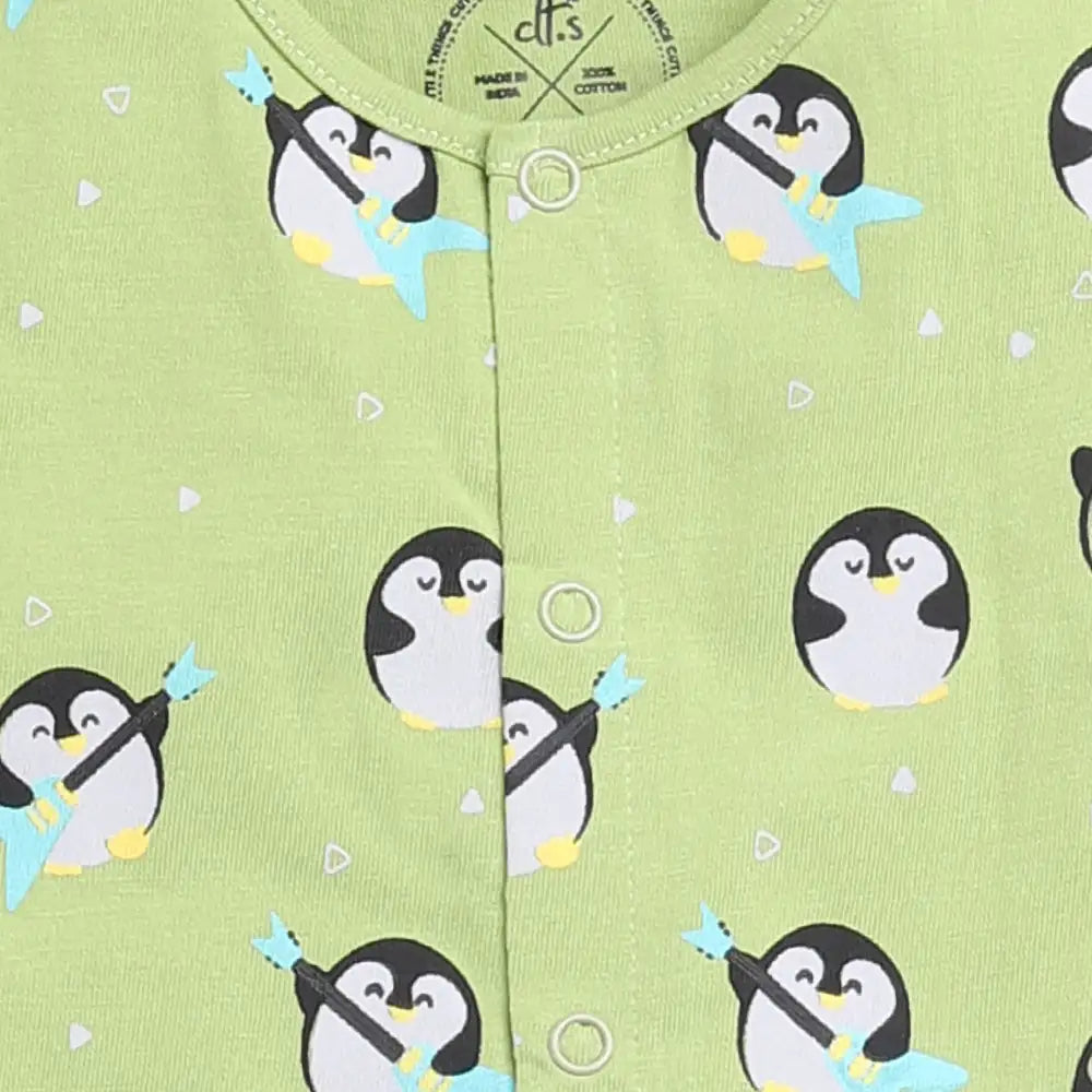 Green Penguin  Half Sleeve Nightwear Set