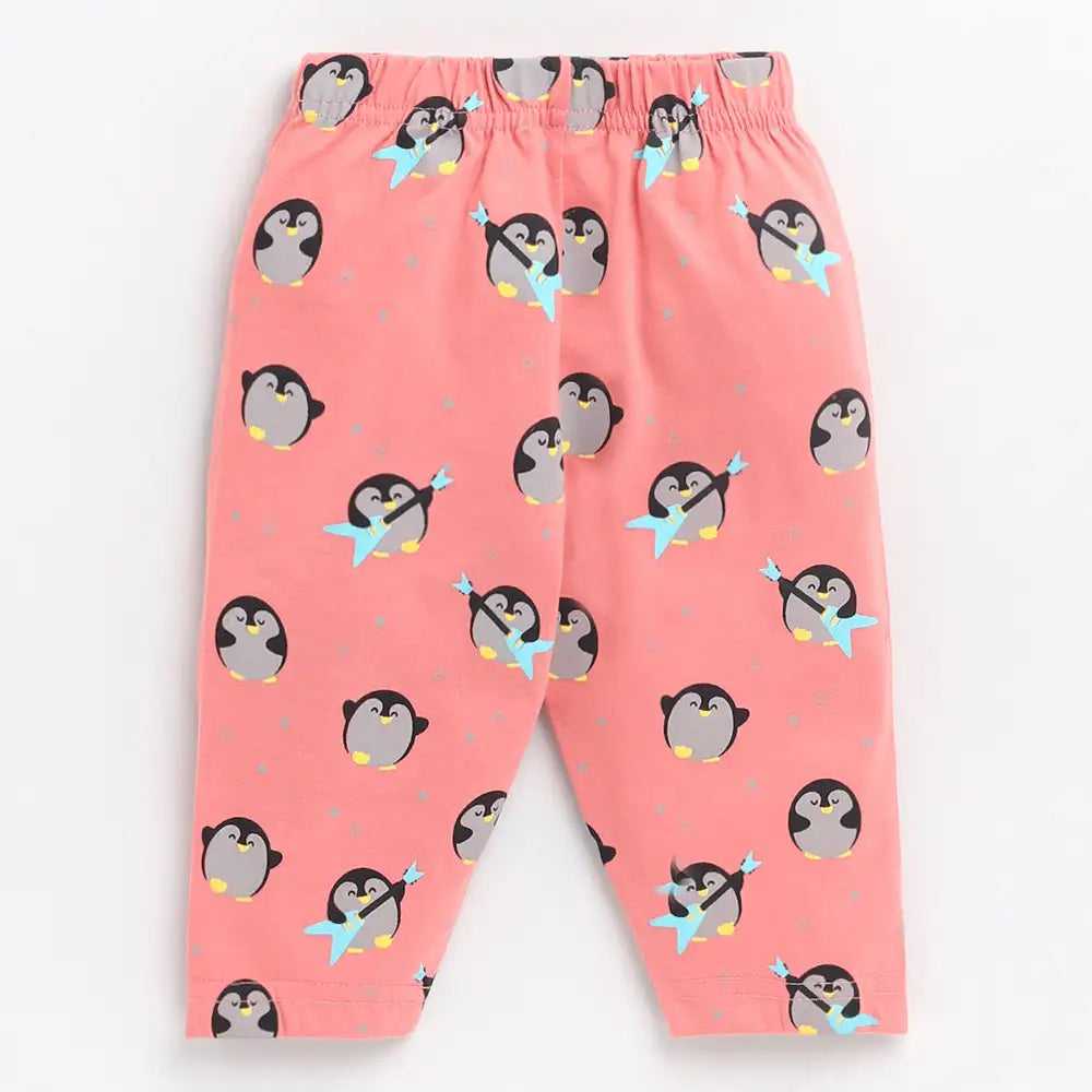 Pink Penguin Half Sleeve Nightwear Set