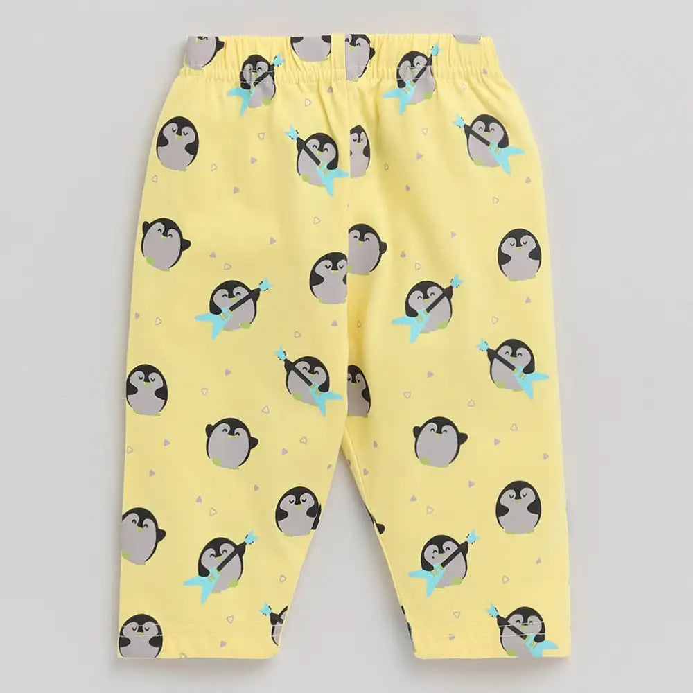 Yellow Penguin Half Sleeve Nightwear Set