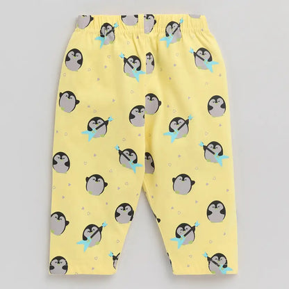 Yellow Penguin Half Sleeve Nightwear Set