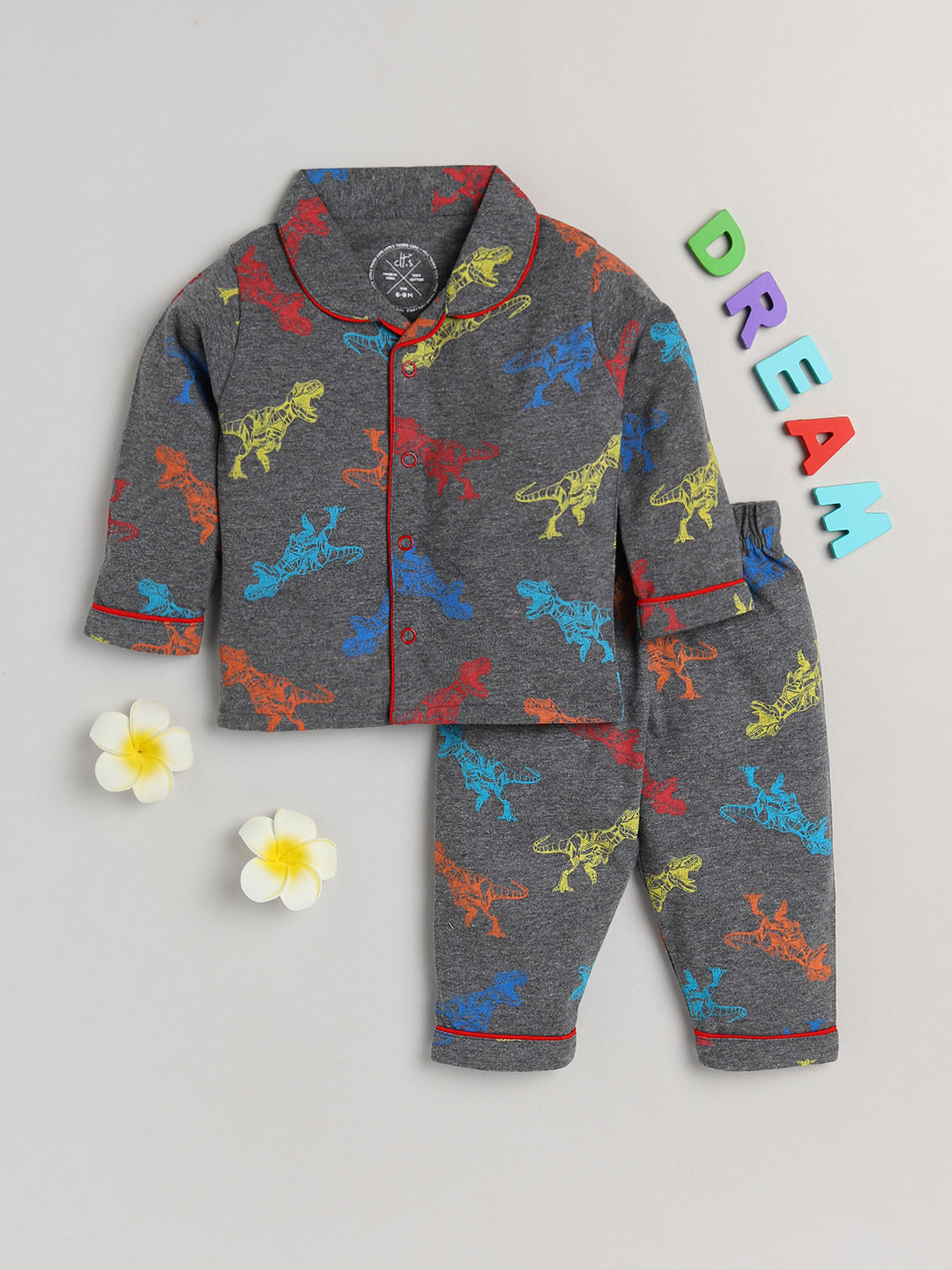 Colorful Dino Full Sleeve Nightwear Set