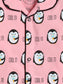 Pink Penguin Printed Full Sleeve Nightwear Set