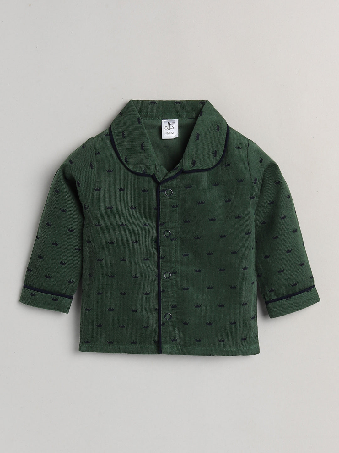 Green Printed Full Sleeve Nightwear Set