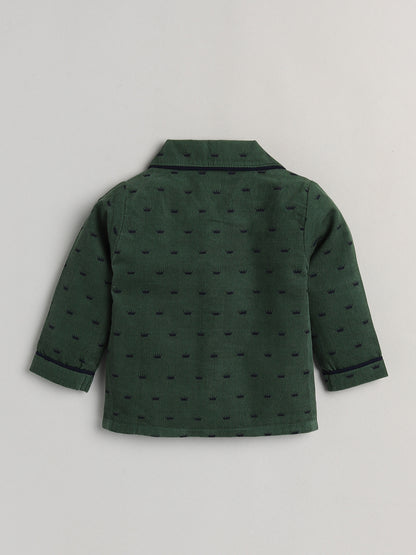 Green Printed Full Sleeve Nightwear Set