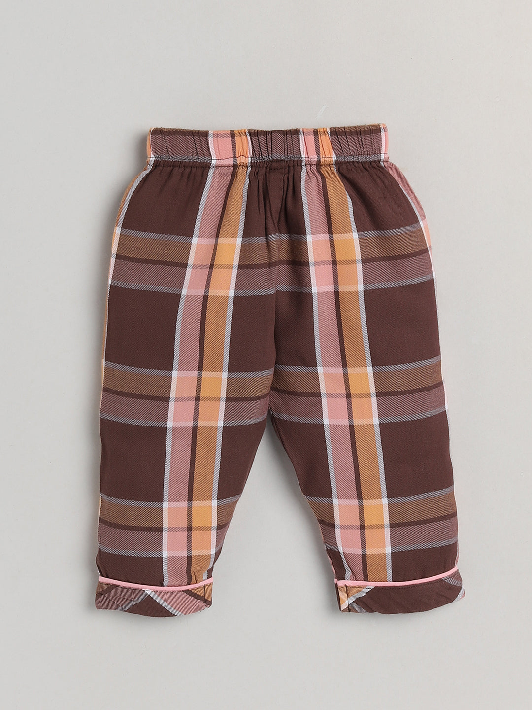 Brown Checks Full Sleeve Nightwear Set