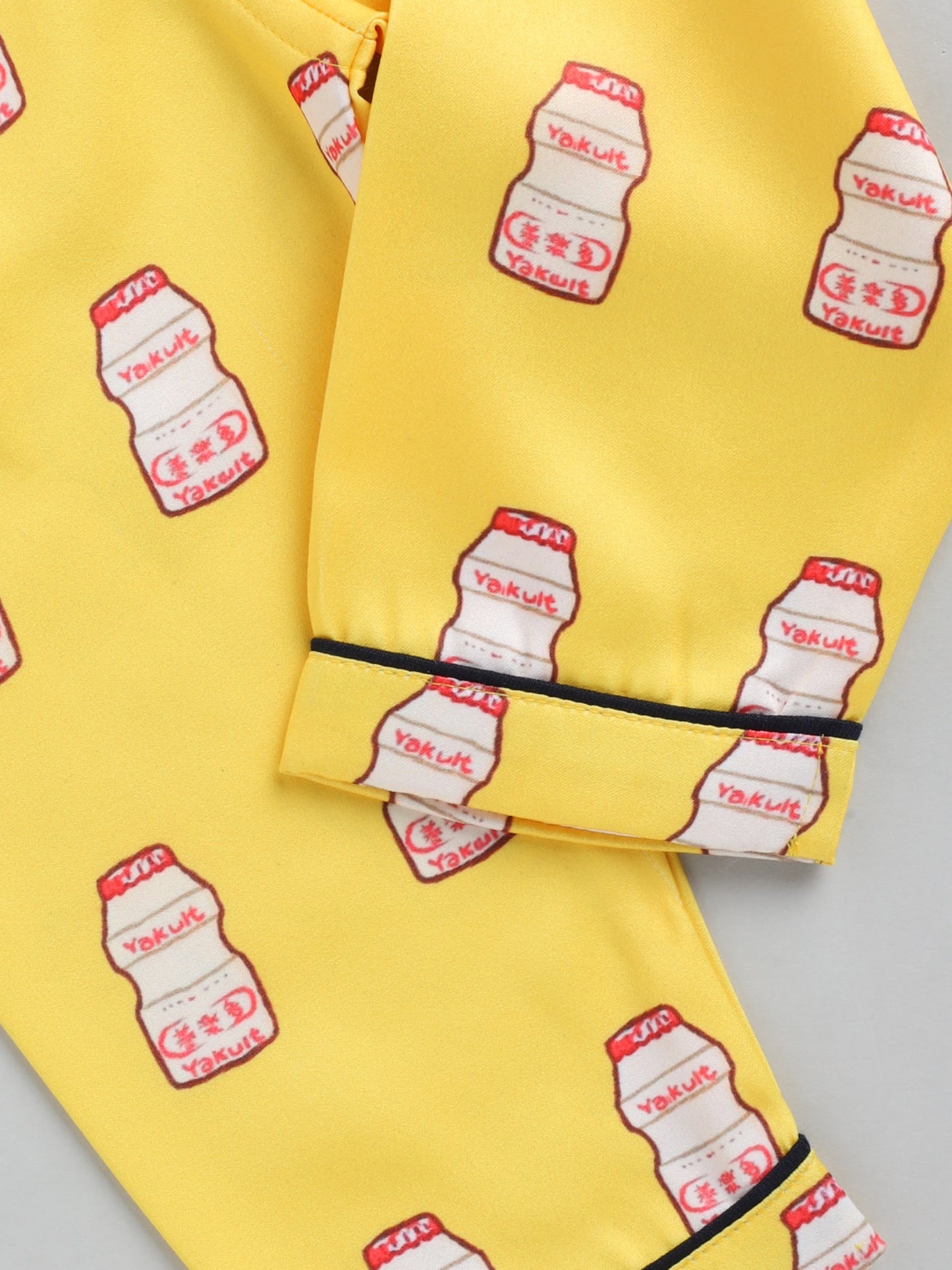 Yakult Yellow Satin Full Sleeve Nightwear Set
