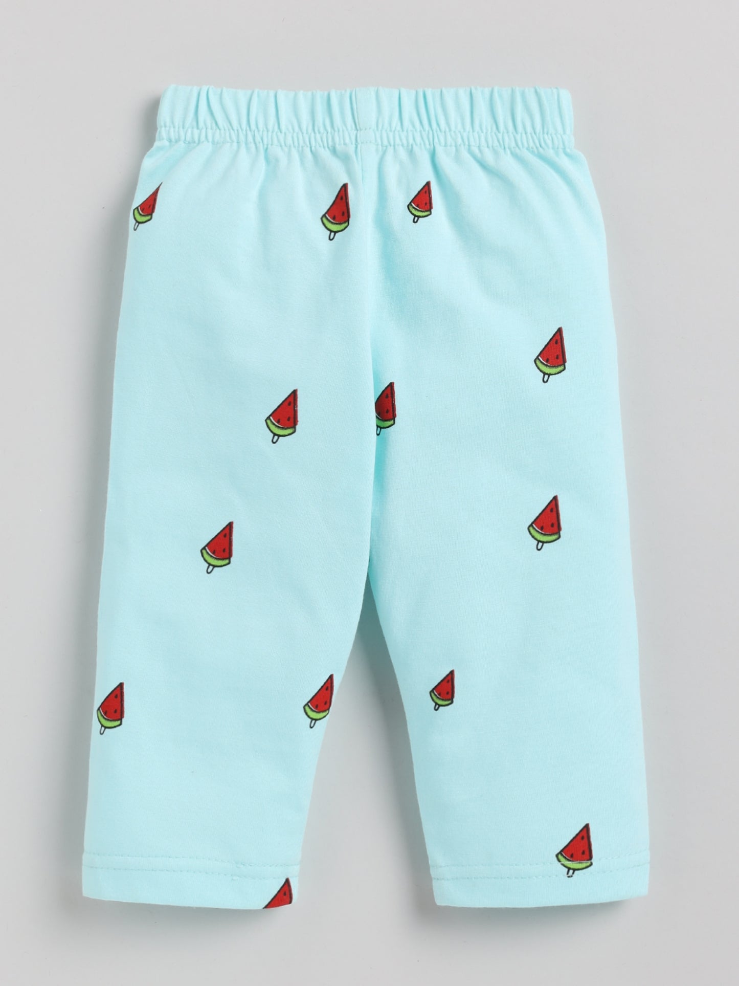 Watermelon Print Graphic Blue Half Sleeve Cotton Nightwear Set