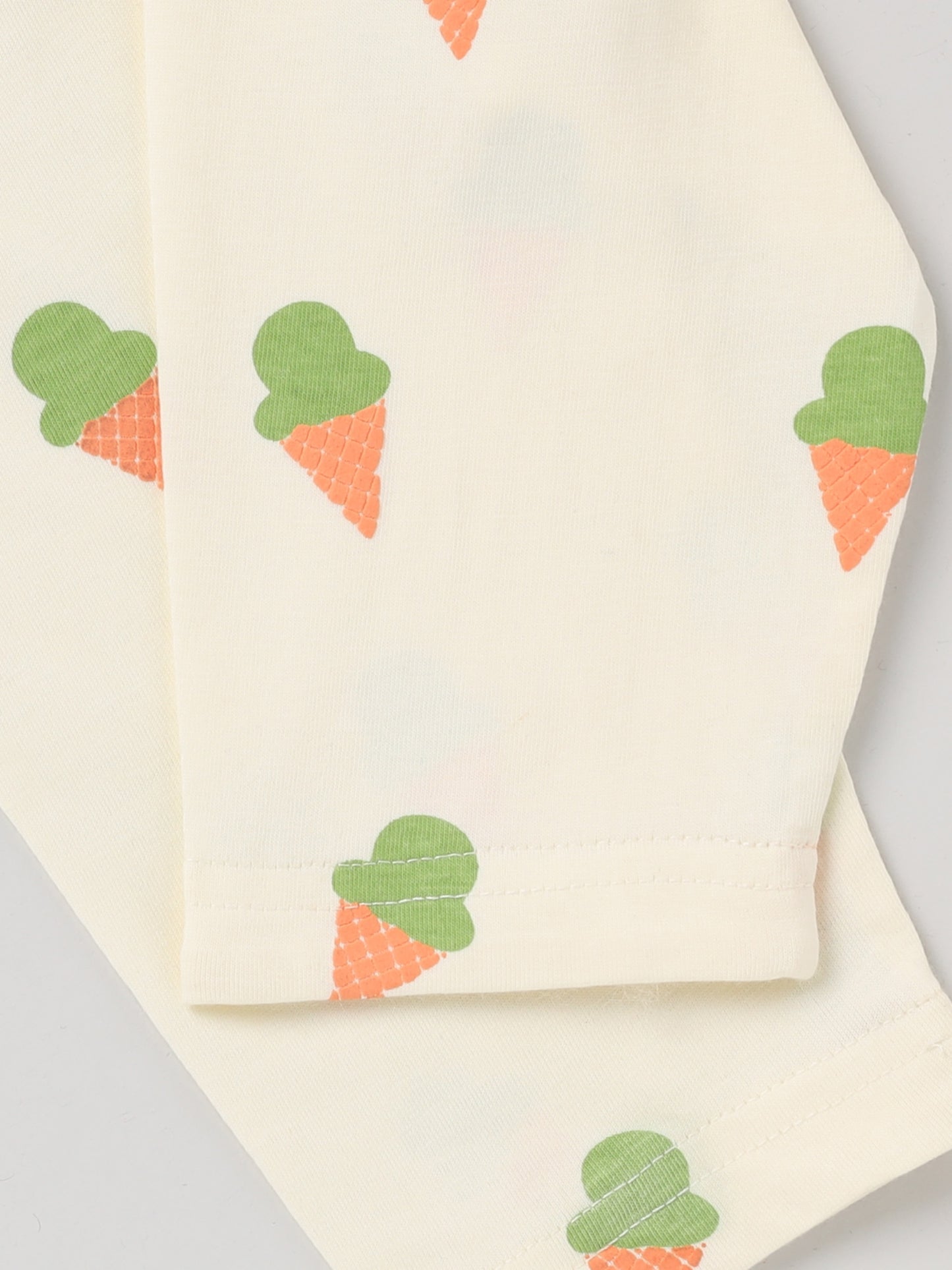 Ice Cream Cream Half Sleeve Cotton Nightwear Set