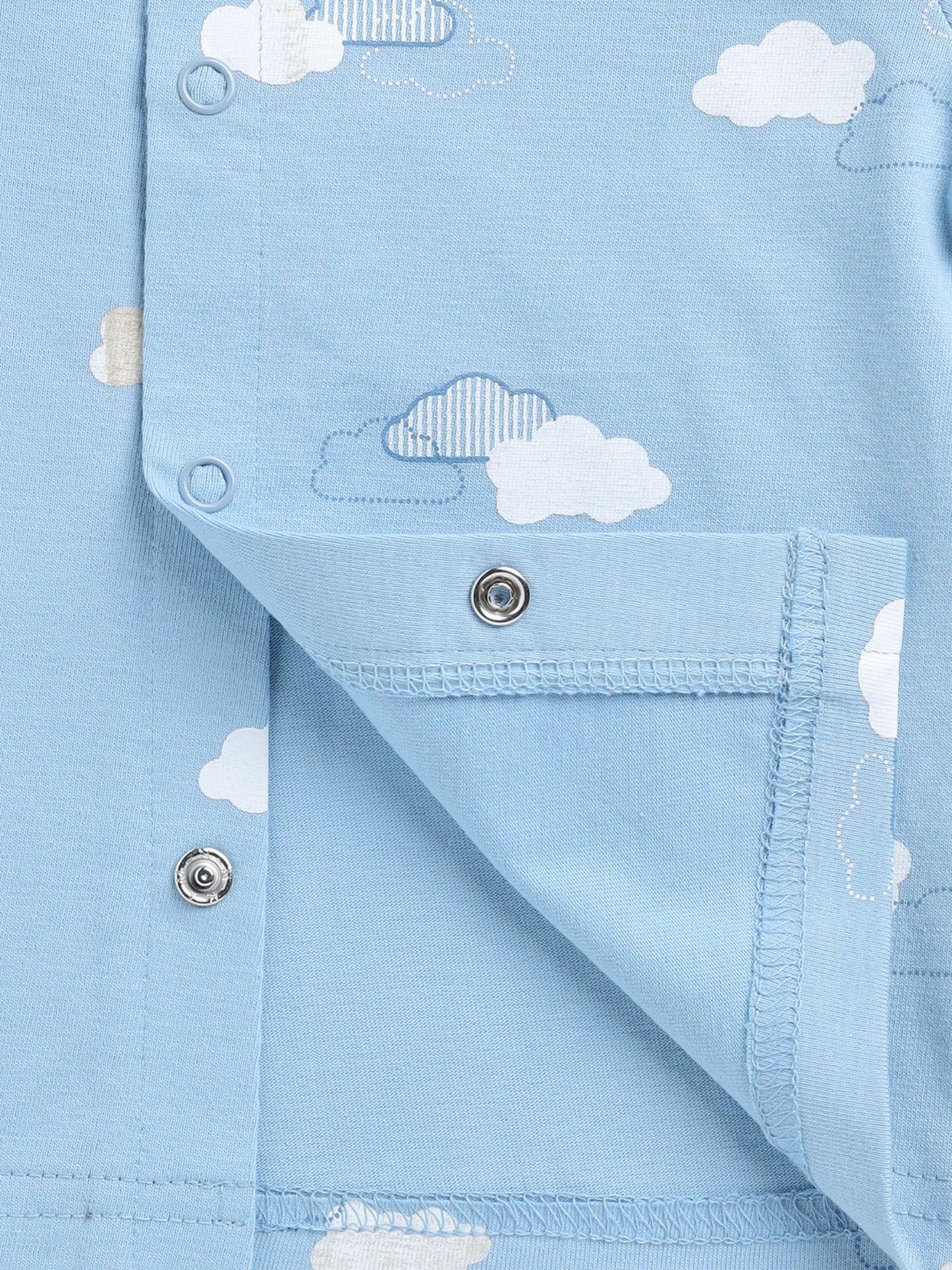 Clouds Light Blue Cotton Full Sleeve Nightwear Set