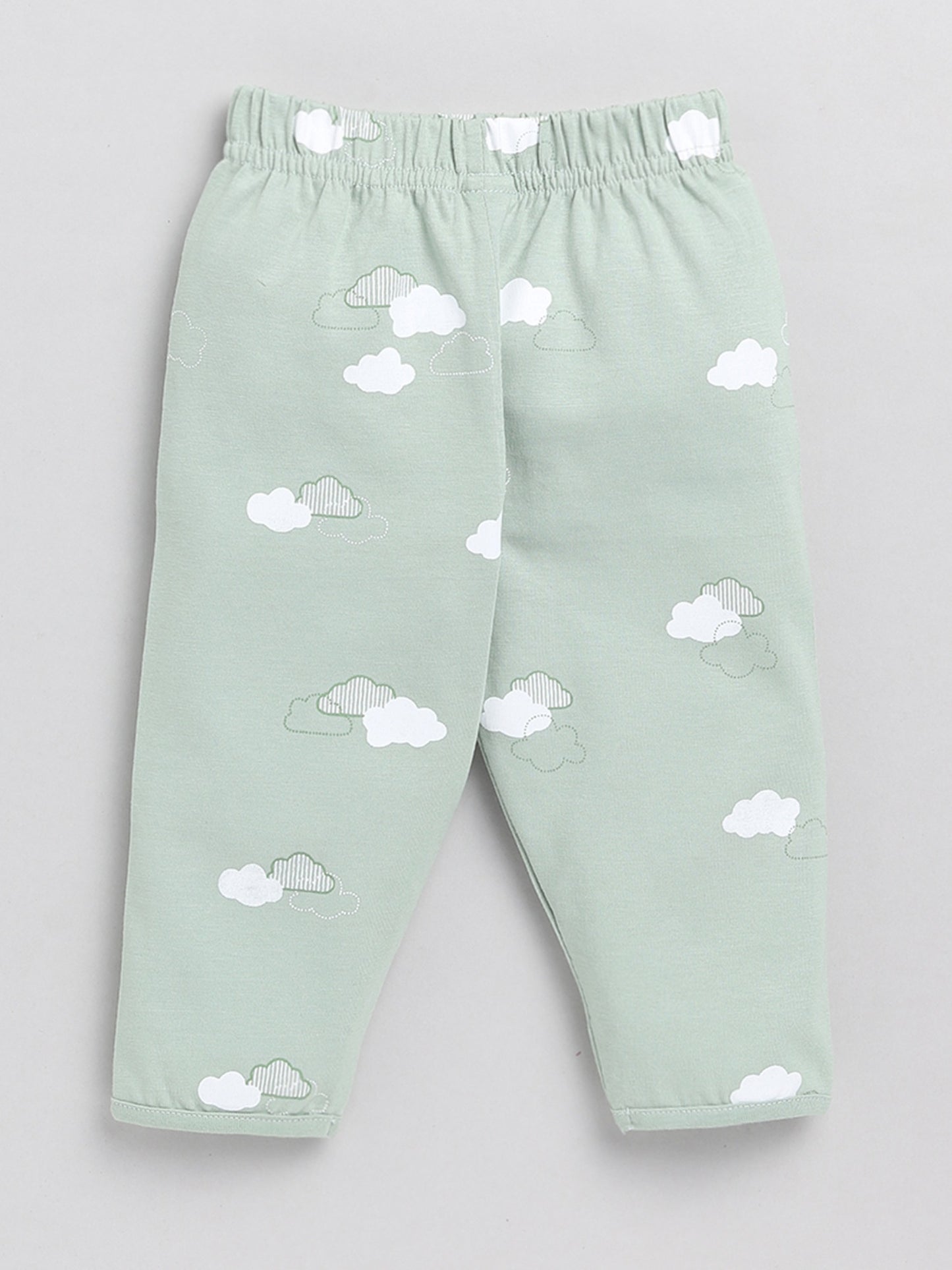 Clouds Green Cotton Full Sleeve Nightwear Set