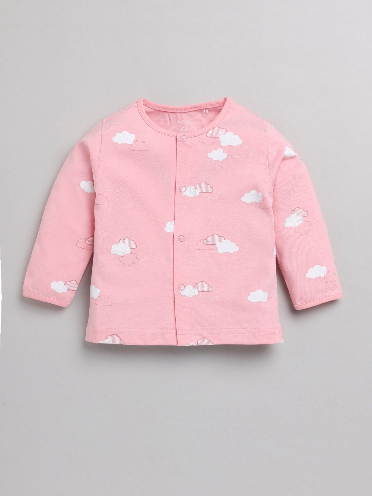 Cloud Pink Cotton Full Sleeve Nightwear Set
