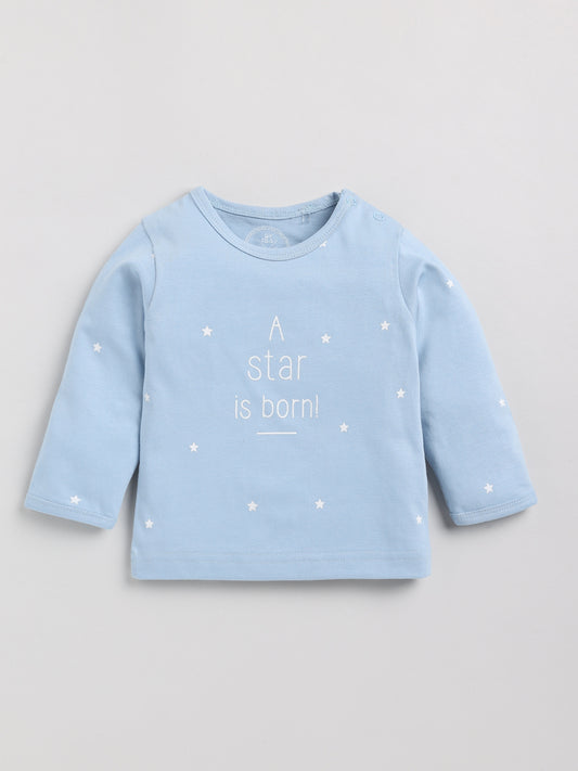 Star is Born Blue Full Sleeve Cotton Nightwear Set