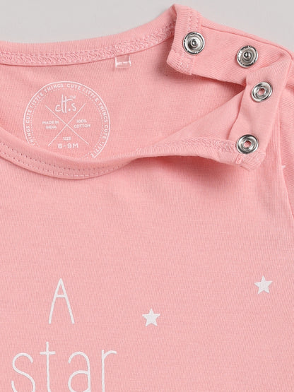 Star is Born Pink Full Sleeve Cotton Nightwear Set