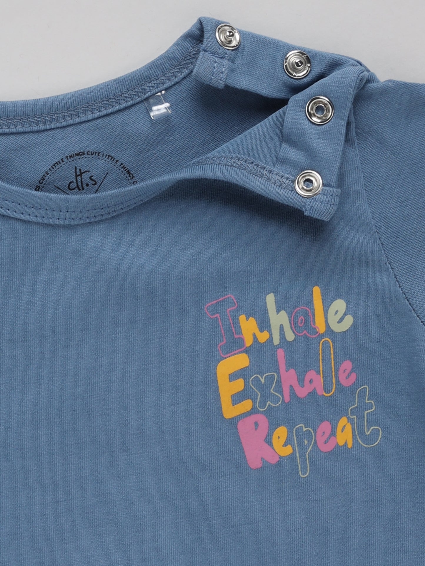 Typography Blue Half Sleeve Cotton Nightwear Set