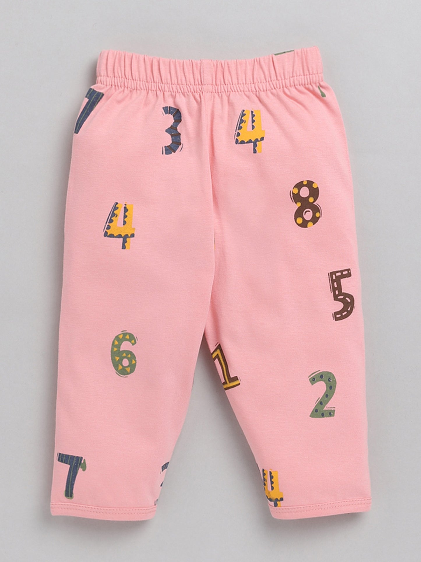 Numbers Print Pink Cotton Full Sleeve Nightwear Set